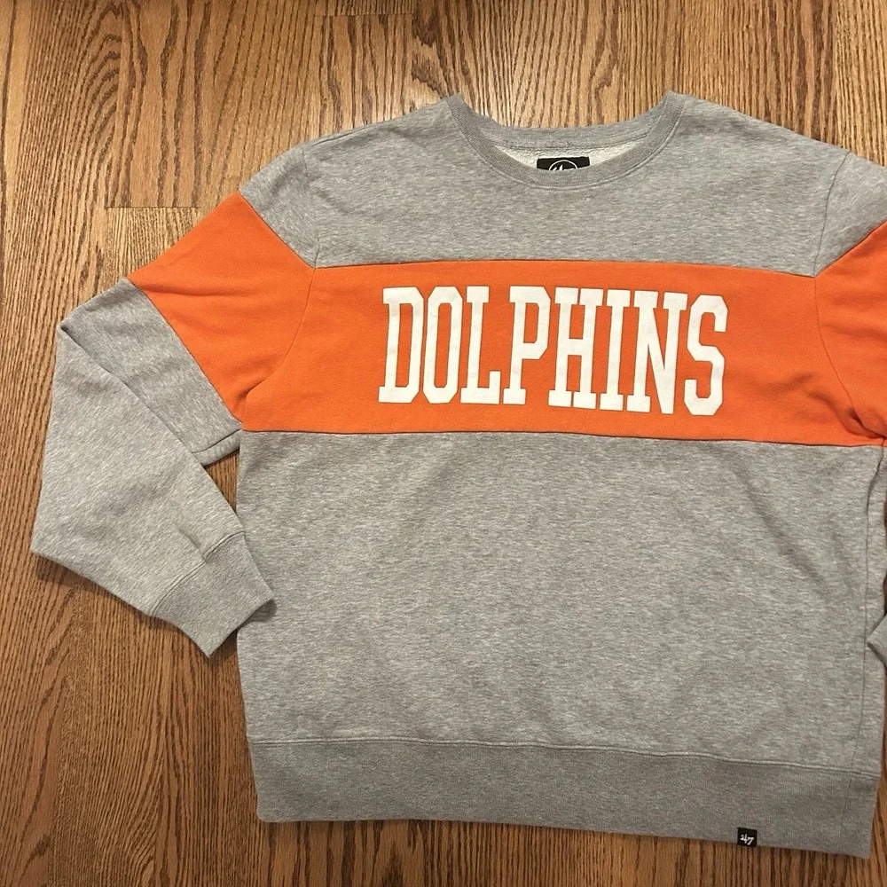 Miami Dolphins Sweatshirt 47 Size XL Gray Unisex Pullover Long Sleeve